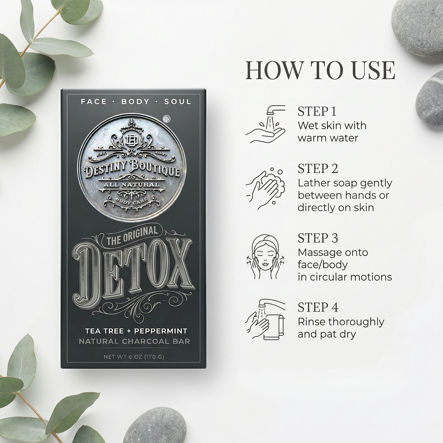 Destiny Boutique Charcoal Facial Soap 6 oz - Destiny Boutique