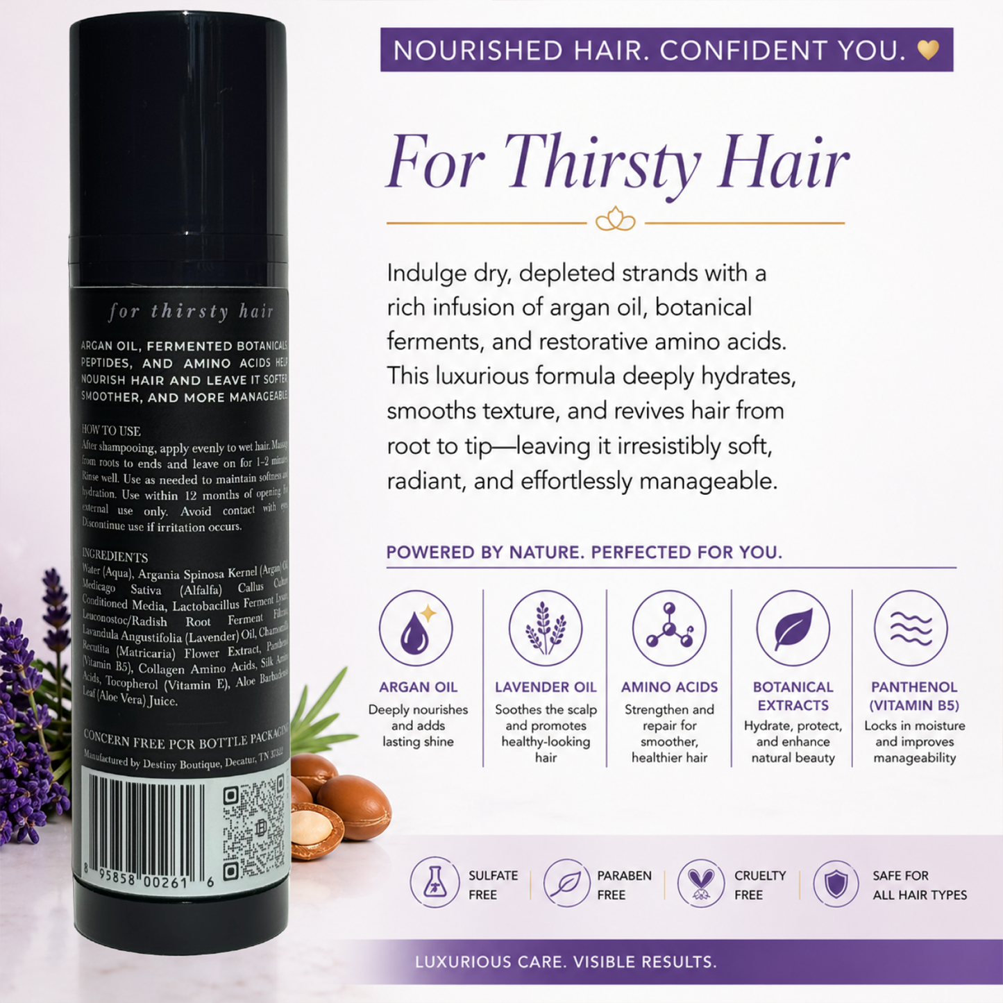 Destiny Boutique Argan Conditioner + Amino Acids — Travel Size (100mL) - Destiny Boutique