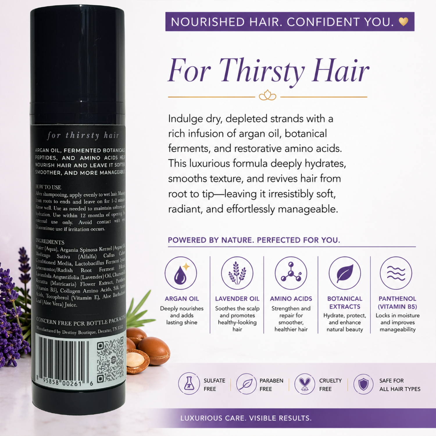 Destiny Boutique Argan Conditioner + Amino Acids — Travel Size (100mL) - Destiny Boutique