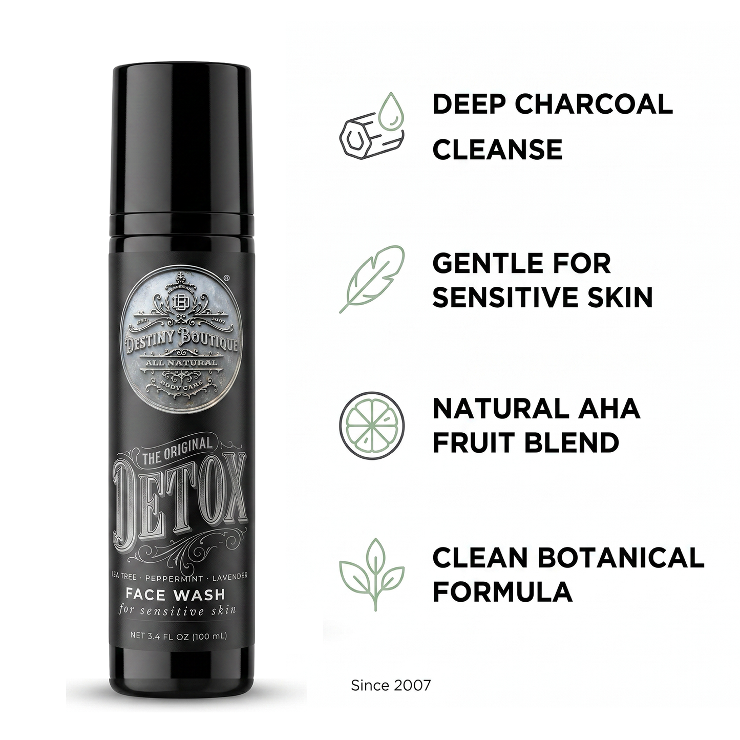 Destiny Boutique Charcoal Facial DETOX 100mL - Travel Size