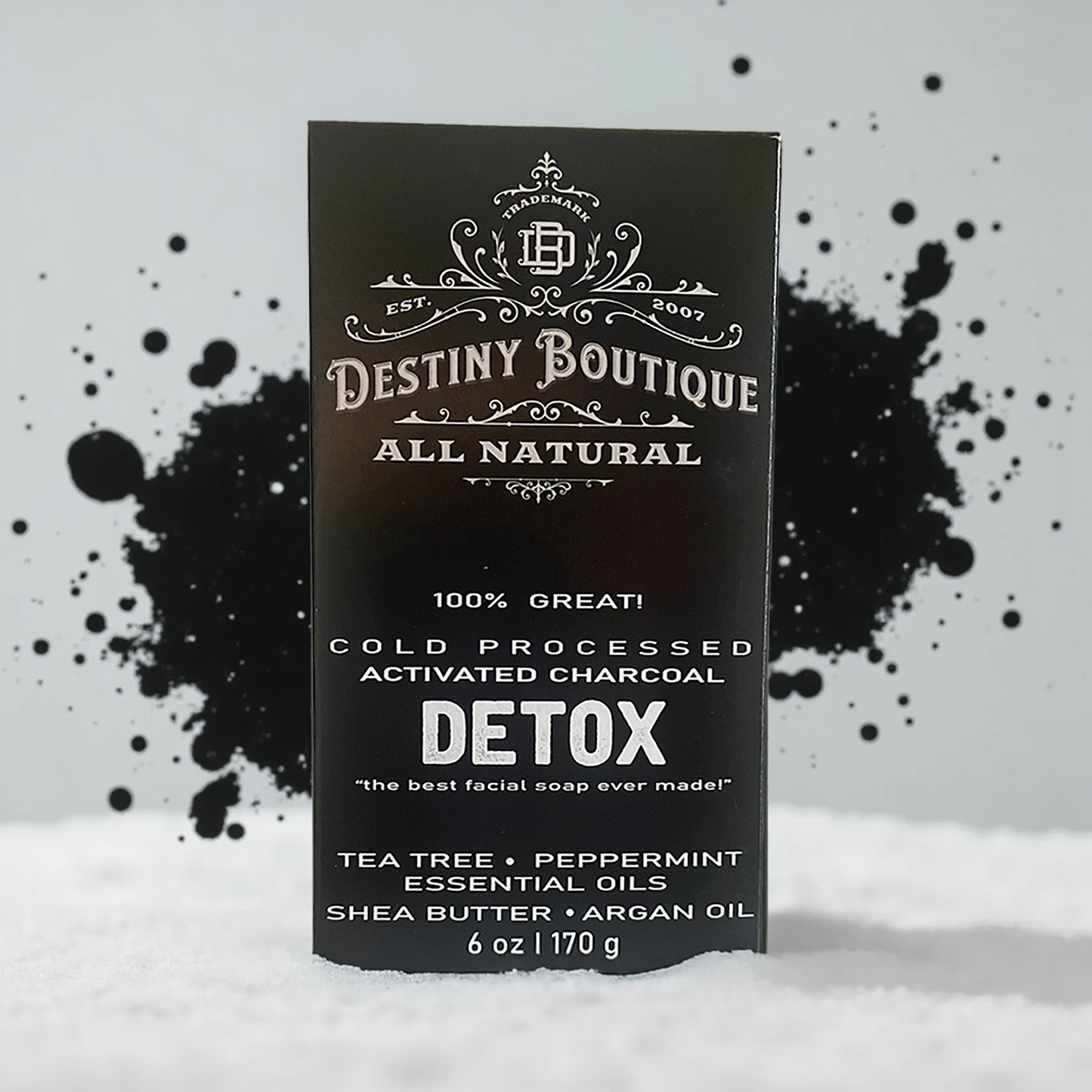 Destiny Boutique Charcoal Facial Detox Soap, 6 oz -  Clean Green EFFECTIVE